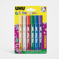 Uhu Glitter Glue Original- Set Of 6 Colours (10Ml Pens)