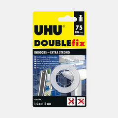 Uhu Doublefix Mounting Tape, Double‑Sided- White, 1.5M × 19Mm (Indoor)