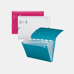 Foldermate A4 Expanding File, Elastic Cord Closure- 13 Tabs(Assorted Colours, Single Pack)
