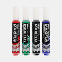 Pentel Maxiflo Chisel Tip Whiteboard Markers – Assorted Colours (4Pcs)