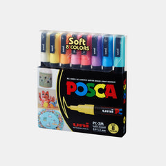 Uni Posca Pc‑3M Paint Markers-Soft Colors (Pack Of 8)