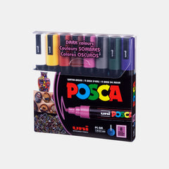 Uni Posca Pc‑5M Paint Markers-Dark Colors (Pack Of 8)