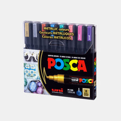 Uni Posca Pc‑5M Paint Markers-Metallic Colors (Pack Of 8)