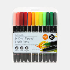 Whsmith Dualâ€‘Tipped Brush Pens â€“ Assorted Ink (Pack Of 24)