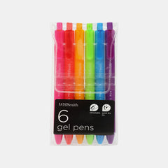 Whsmith Premium Bright Colour Retractable Gel Pens (Set Of 6)