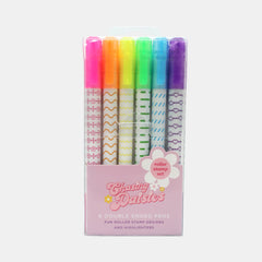 Whsmith Chasing Daisies Doubleâ€‘Ended Highlighter And Roller Stamp Pens â€“ Assorted (Pack Of 6)
