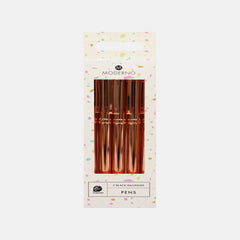 Whsmith Moderno Rose Gold Retractable Ballpoint Pens- Black Ink (Pack Of 5)