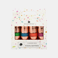 Whsmith Moderno Rose Gold Neon Highlighters (Pack Of 4)