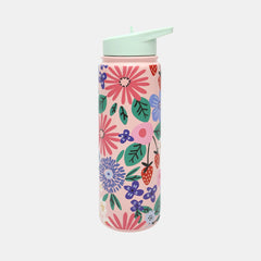 Whsmith Strawberry Bloom Stainless Steel Bottle With Flip-Up Straw 700Ml