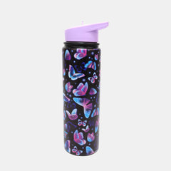 Whsmith Glow Butterfly Stainless Steel Bottle With Flip-Up Straw 700Ml