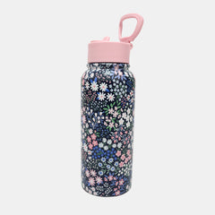 Whsmith Dizzy Blooms Stainless Steel Bottle With Flip-Up Straw 960 Ml