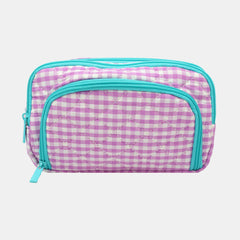 WHSmith Gingham Multi‑Zip Pencil Case
