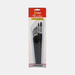 Funbo Multi?Purpose Short Round Paint Brush Set – Acrylic, Oil & Watercolour (6 Pieces, Sizes 2, 4, 6, 8, 10 & 12)