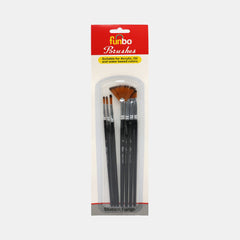 Funbo Multi?Purpose Round & Flat Paint Brush Set – 7 Pieces, Assorted Sizes (2, 4, 6, 8, 1/4