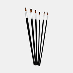 Funbo Multi?Purpose Long Round Paint Brush Set – 6 Pieces, Assorted Sizes (2, 4, 6, 8, 10 & 12)