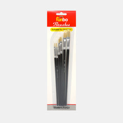 Funbo Short Flat Oil Colour Brush Set – 6 Pieces, Assorted Sizes (2, 4, 6, 8, 12 & 14)