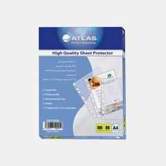 Atlas Plastic A4 Pocket Sheet Protector, 80 Micron- Clear (Box Of 100)