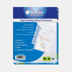 Atlas Plastic A4 Pocket Sheet Protector, 60 Micron- Clear (Box Of 100)