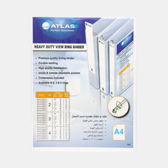 Atlas A4 Pvc 4?Ring Binder With Pocket – White, 15Mm (½