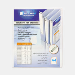 Atlas A4 Pvc 4?Ring Binder With Pocket – White, 25 Mm (1