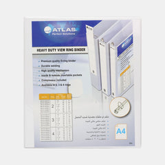 Atlas A4 Pvc 4?Ring Binder With Pocket – White, 52Mm (2