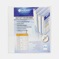 Atlas A4 Pvc 2?Ring Binder With Pocket –  White, 65Mm (2½