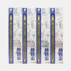 Staedtler Noris Hb 2 Graphite Pencils, Break-Resistant With Sharpener & Eraser (Pack Of 4 X 12 Pieces)