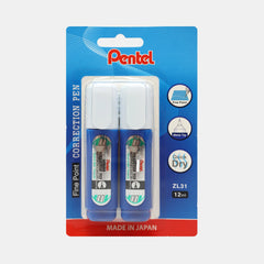 Pentel Fine Point Correction Pen – Metal Tip & Quick Dry, 12Ml (2Pcs)