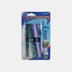 Pilot Hi‑Tecpoint V5 Rollerball Pen, 0.5 Mm-  Assorted Colours (Pack Of 6)