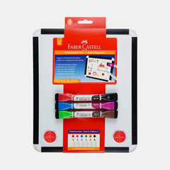 Faber‑Castell Dry‑Wipe Whiteboard (30 × 25Cm) With 3 Bi‑Colour Markers And Magnetic Holders