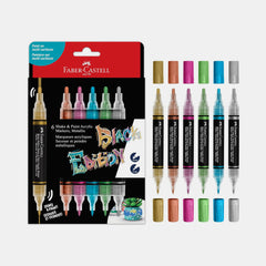 Aber‑Castell Black Edition Shake & Paint Markers- Metallic Colours (Pack Of 6)
