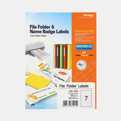 Formtec File Folder & Name Badge Labels – 7 Labels Per Sheet, 100 Sheets, White (192 × 39Mm)