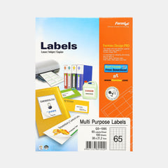 Formtec Self?Adhesive Labels – 65 Labels Per Sheet, 100 Sheets, White (38 X 21.2Mm)