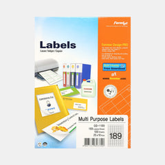 Formtec Self?Adhesive Labels – 189 Labels Per Sheet, 100 Sheets, White (25 × 10Mm)