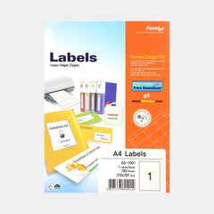 Formtec Self?Adhesive Labels – 1 Label Per Sheet, 100 Sheets, White (210 × 297Mm)