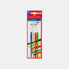 Faber‑Castell Synthetic Hair Paint Brushes, Flat Tip- Set Of 4 (Sizes 1, 2, 4, 6)