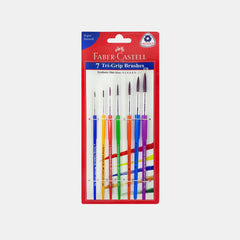 Faber‑Castell Synthetic Hair Paint Brushes, Round Tip- Set Of 7 (Sizes 0, 2, 4, 6, 8, 10, 12)