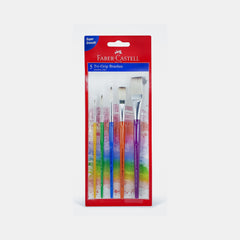 Faber‑Castell Grip Paint Brushes, Round & Flat- Set Of 5 (Sizes 2, 6, 8, 10, 12)