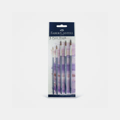 Faber‑Castell Synthetic Hair Paint Brushes, Round Tip- Set Of 5 (Sizes 2, 4, 6, 8, 10)
