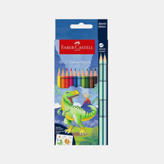 Faber‑Castell Dinosaur Colour Pencils, 10 Colours With 2 Metallic Colours