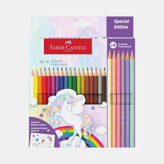 Faber‑Castell Unicorn Colour Pencils, 18 Colours With 6 Pastel Colours