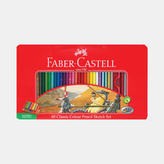 Faber‑Castell Classic Colour Pencils Sketch Set (60 Colours- Flat Metal Tin)