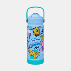 Minecraft Squiggle Insulated Stainless Steel Drink Bottle 550Ml Light Blue