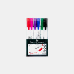 Faber‑Castell Whiteboard Markers, Slim- (Set Of 6-  Assorted Colours)