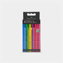 Faber‑Castell Super‑Fluorescent Slim Highlighters- Wedge Tip (Set Of 6- Assorted Colours)