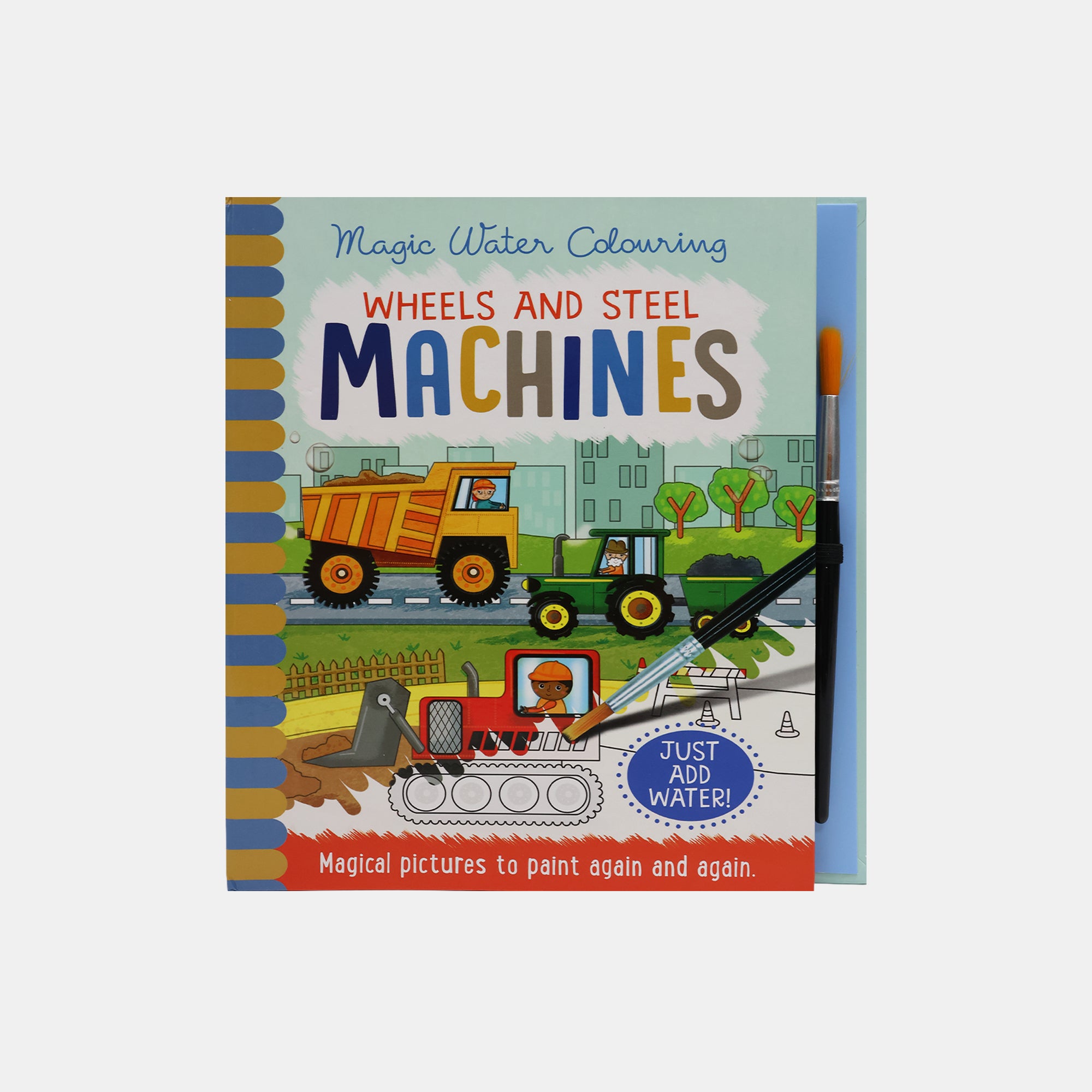 Wheels And Steel: Machines (Magic Water Colouring) – BORDERS